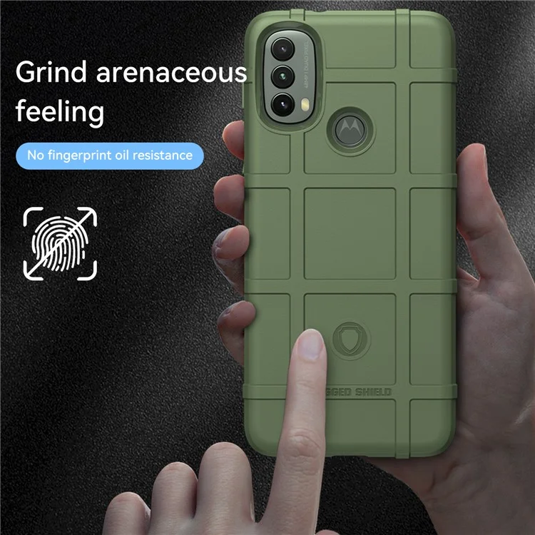 Custodia per telefono antiurto rinforzata con griglia quadrata Cuscinetto in TPU spessore per Motorola Moto E20 / E30 / E40 - Verde