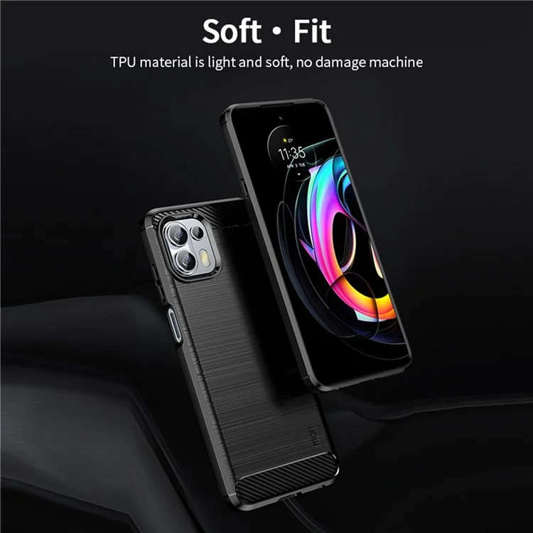 MOFI Soft TPU Cover Brushed Carbon Fiber Design Well-Protected Case for Motorola Edge 20 Lite / Edge 20 Fusion - Rojo
