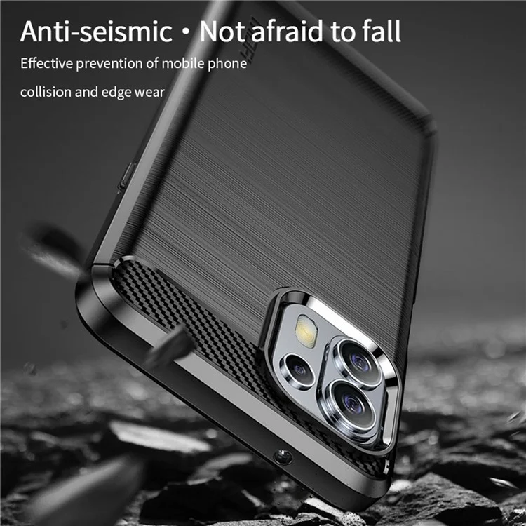 MOFI Soft TPU Cover Brushed Carbon Fiber Design Well-Protected Case for Motorola Edge 20 Lite / Edge 20 Fusion - Rojo