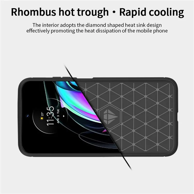 MOFI Soft TPU Cover Brushed Carbon Fiber Design Well-Protected Case for Motorola Edge 20 Lite / Edge 20 Fusion - Rojo