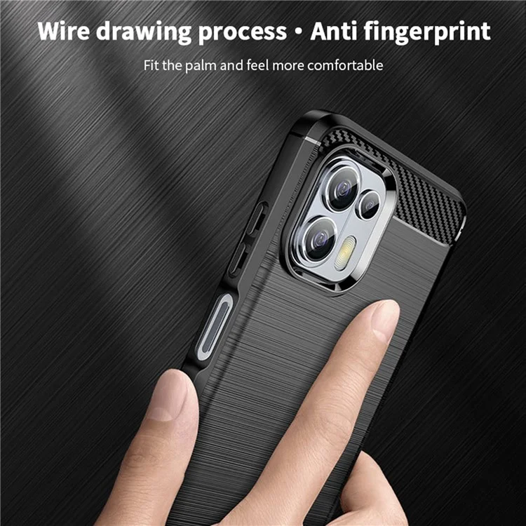 MOFI Soft TPU Cover Brushed Carbon Fiber Design Well-Protected Case for Motorola Edge 20 Lite / Edge 20 Fusion - Rojo