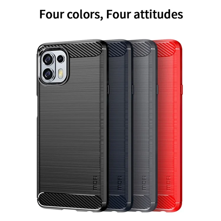 MOFI Soft TPU Cover Brushed Carbon Fiber Design Well-Protected Case for Motorola Edge 20 Lite / Edge 20 Fusion - Rojo