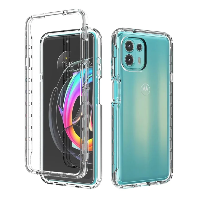 Para Motorola Edge 20 Lite Estuche protector de teléfono a prueba de golpes, transparente, de diseño desmontable de 2 en 1 con gradiente de color de TPU + PC