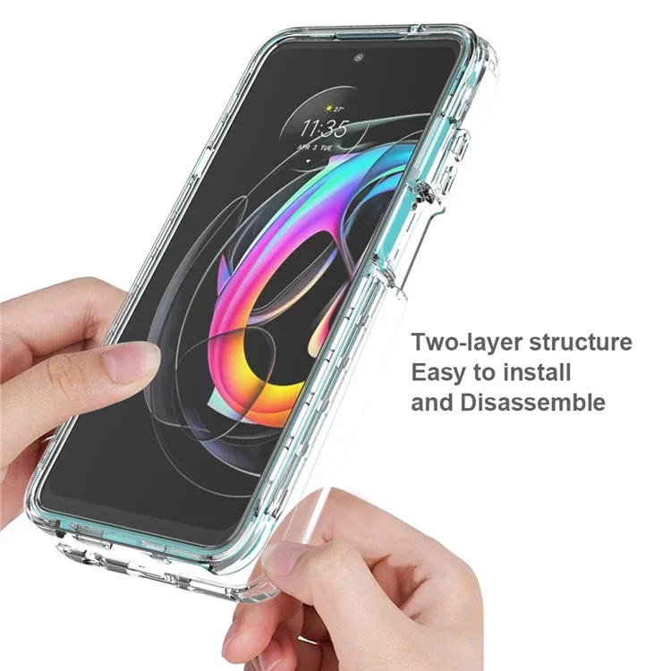 Para Motorola Edge 20 Lite Estuche protector de teléfono a prueba de golpes, transparente, de diseño desmontable de 2 en 1 con gradiente de color de TPU + PC