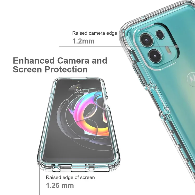 Para Motorola Edge 20 Lite Estuche protector de teléfono a prueba de golpes, transparente, de diseño desmontable de 2 en 1 con gradiente de color de TPU + PC