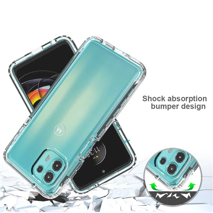 Para Motorola Edge 20 Lite Estuche protector de teléfono a prueba de golpes, transparente, de diseño desmontable de 2 en 1 con gradiente de color de TPU + PC