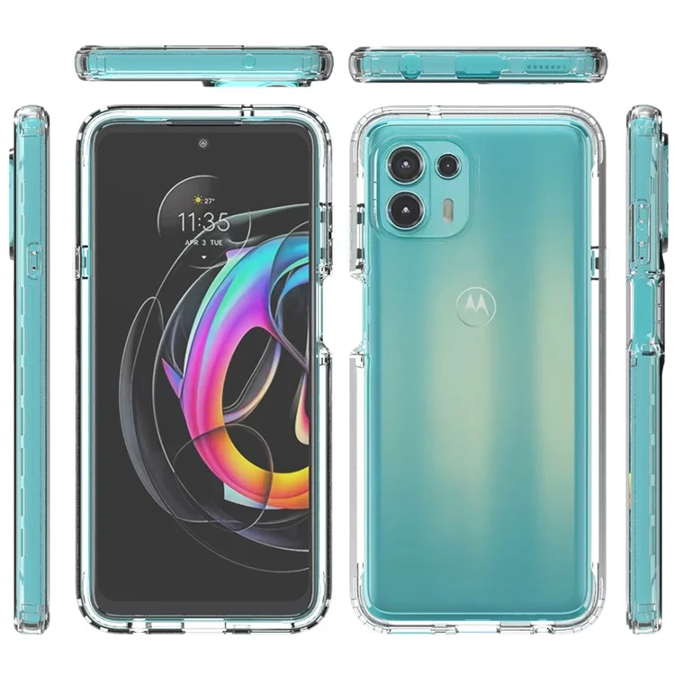 Para Motorola Edge 20 Lite Estuche protector de teléfono a prueba de golpes, transparente, de diseño desmontable de 2 en 1 con gradiente de color de TPU + PC
