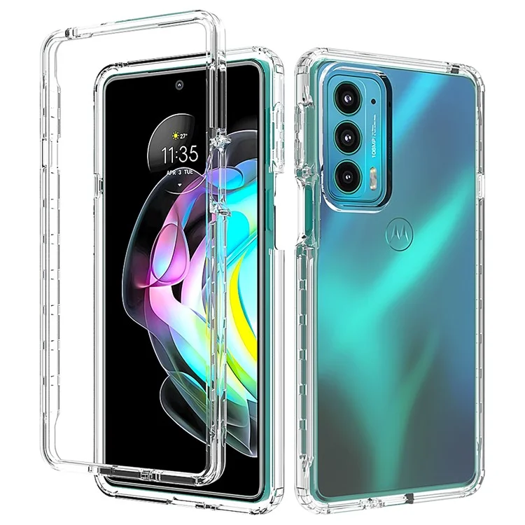 For Motorola Edge 20 Clear Gradient Color Case Detachable 2-in-1 Design Dual-layer protection TPU + PC Phone Cover - Transparent