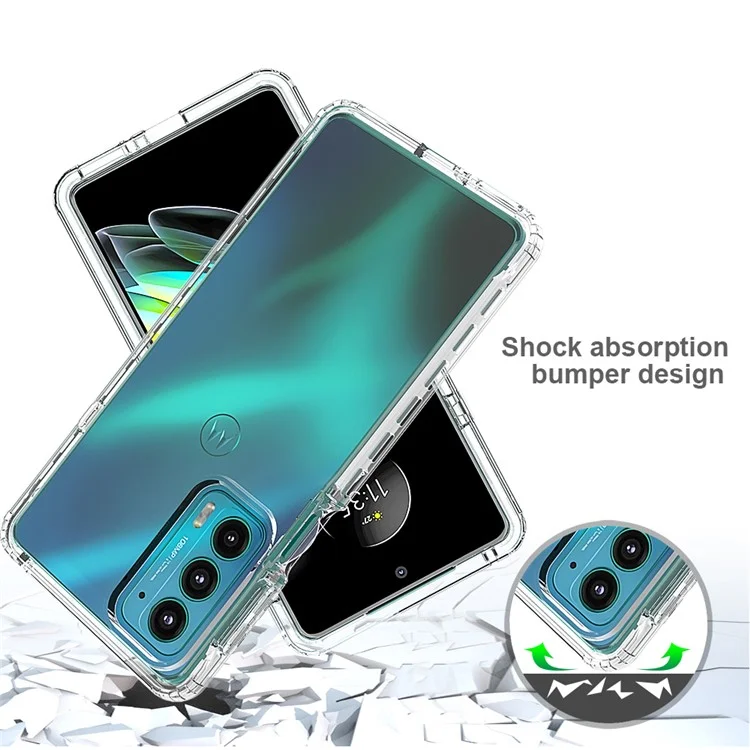 For Motorola Edge 20 Clear Gradient Color Case Detachable 2-in-1 Design Dual-layer protection TPU + PC Phone Cover - Transparent