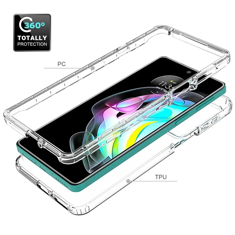 For Motorola Edge 20 Clear Gradient Color Case Detachable 2-in-1 Design Dual-layer protection TPU + PC Phone Cover - Transparent