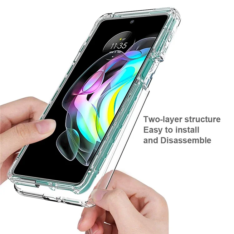 For Motorola Edge 20 Clear Gradient Color Case Detachable 2-in-1 Design Dual-layer protection TPU + PC Phone Cover - Transparent