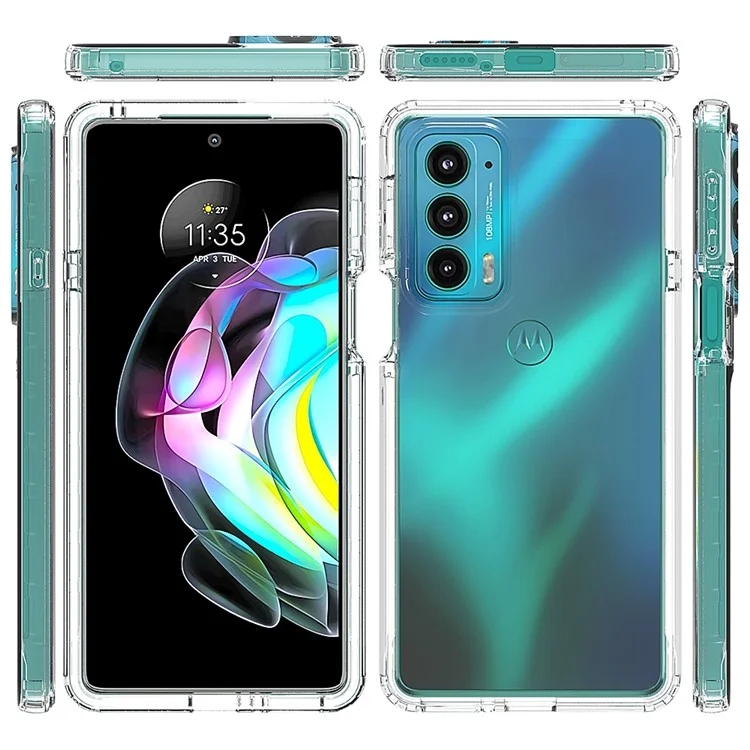 For Motorola Edge 20 Clear Gradient Color Case Detachable 2-in-1 Design Dual-layer protection TPU + PC Phone Cover - Transparent