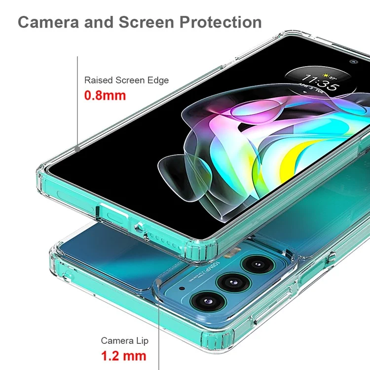 Shockproof Slim Hard Acrylic + Soft TPU Edges Protective Clear Phone Case for Motorola Edge 20 - Transparent