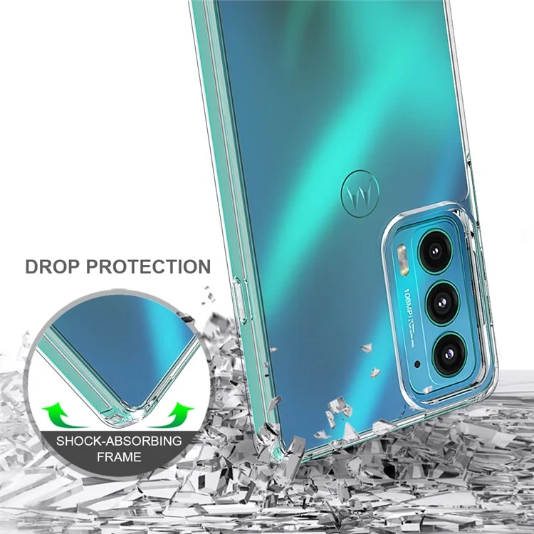 Shockproof Slim Hard Acrylic + Soft TPU Edges Protective Clear Phone Case for Motorola Edge 20 - Transparent