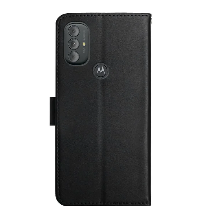 Flip Telefone Textura de Textura de Textura de Textura Genuina Case Case Case Chumplet Choque Taplo de Atualização do Stand Mantagem Para Motoola Moto G Power (2022) - Preto