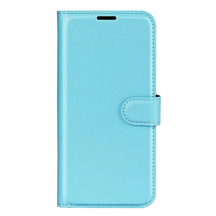 Litchi Textura PU Couro Pulo Volta Paratilha Tape de Topo de Toplo de Tolo Para Motorola Moto G Power (2022) - Azul
