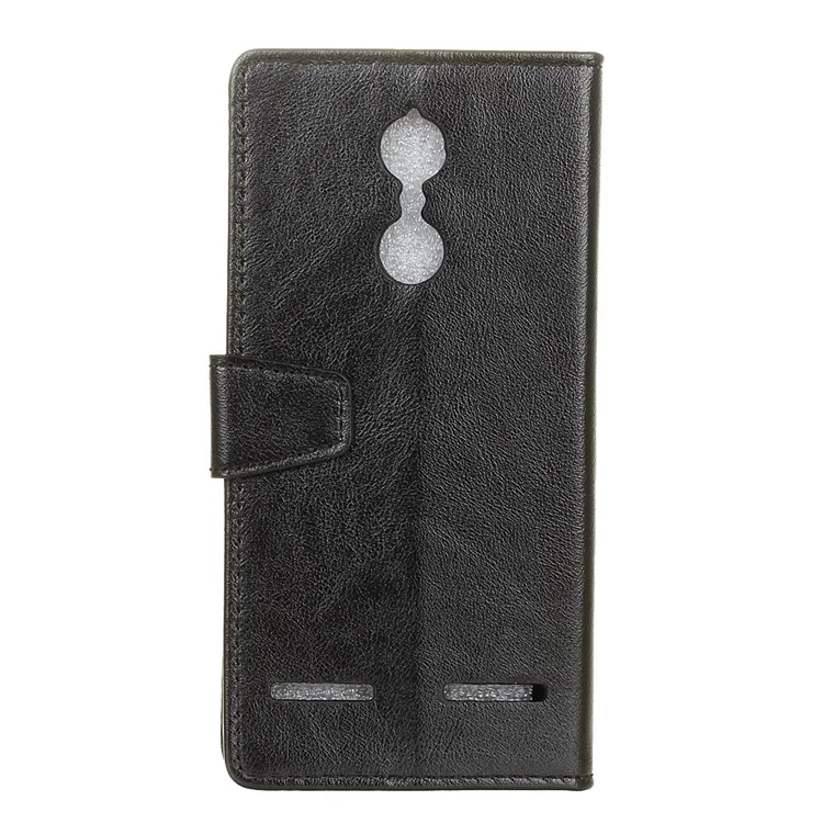 Crazy Horse Leather Wallet Case for Lenovo K6 - Black
