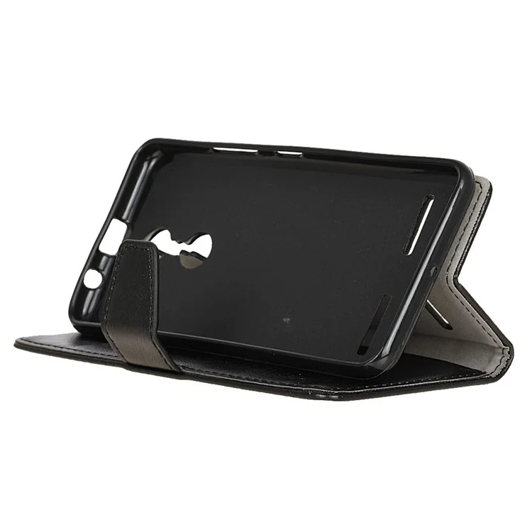 Crazy Horse Leather Wallet Case for Lenovo K6 - Black