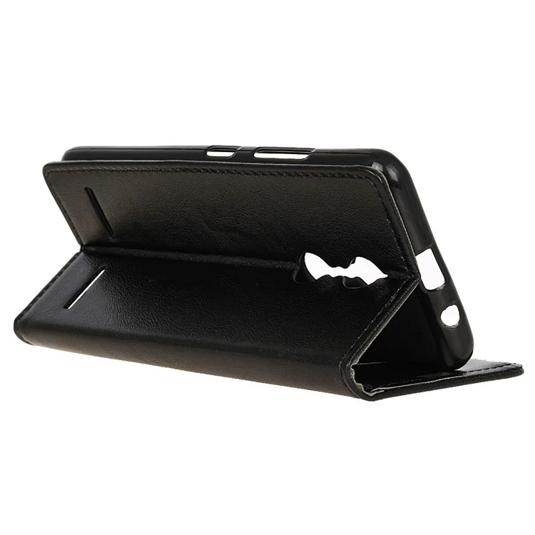 Crazy Horse Leather Wallet Case for Lenovo K6 - Black