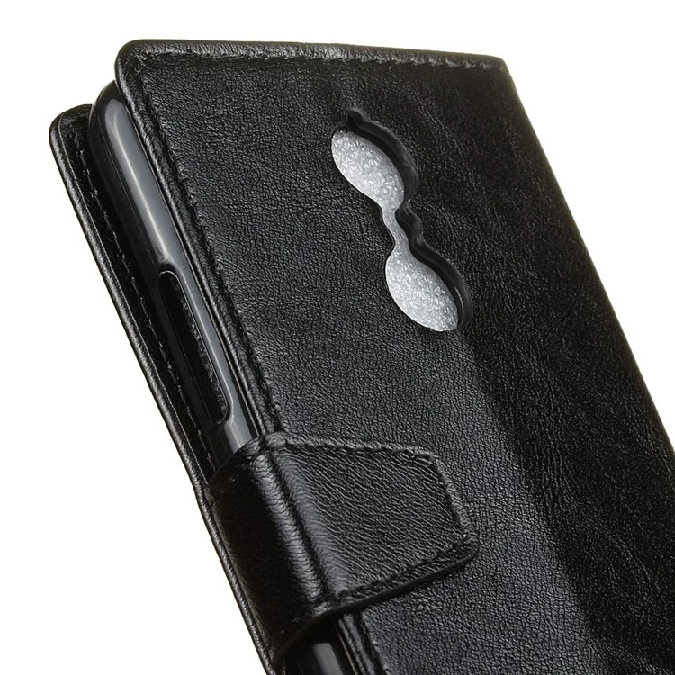 Crazy Horse Leather Wallet Case for Lenovo K6 - Black