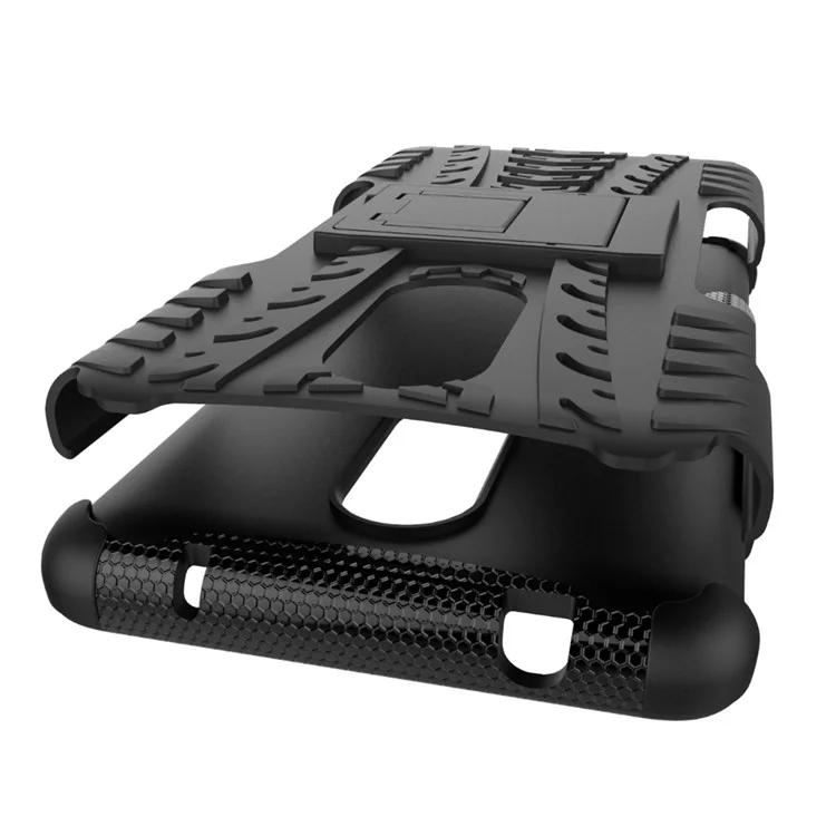 Tire Pattern Hybrid PC + TPU Kickstand Case for Lenovo K6 Note - Black