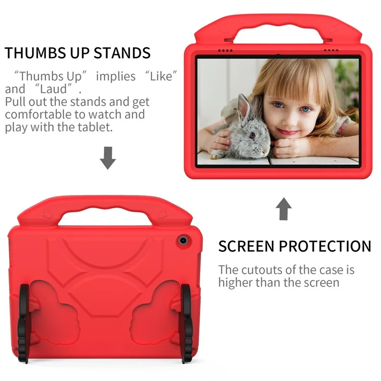 Tragbare Griff Faltbare Thumb Kickstand Stoßdämpfe EVA Tablet Case-Abdeckung Für Lenovo-Tab M10 TB-X605F - Rot