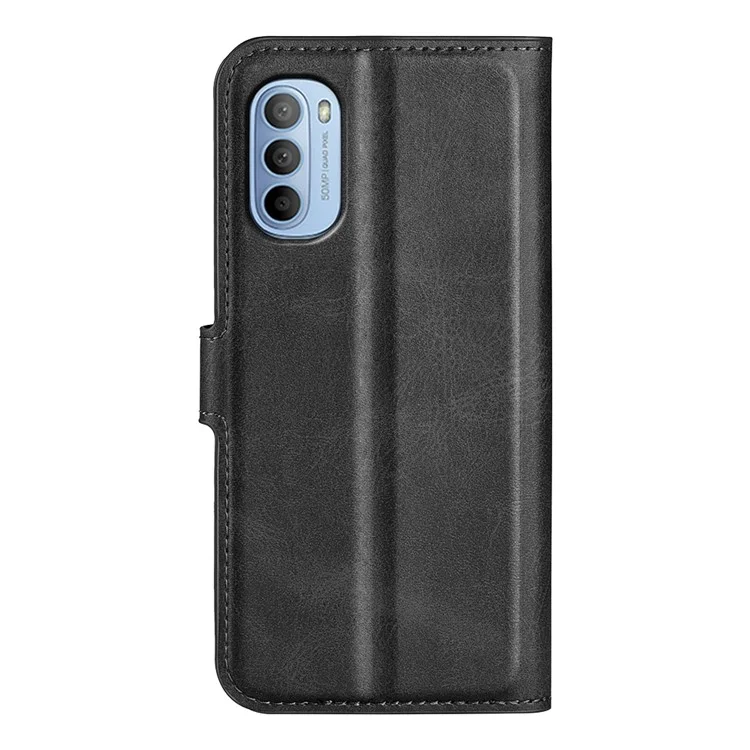 PU Leather + TPU Phone Case Foldable Stand Folio Flip Scratch-resistant Cover for Motorola Moto G31 4G/G41 4G - Black