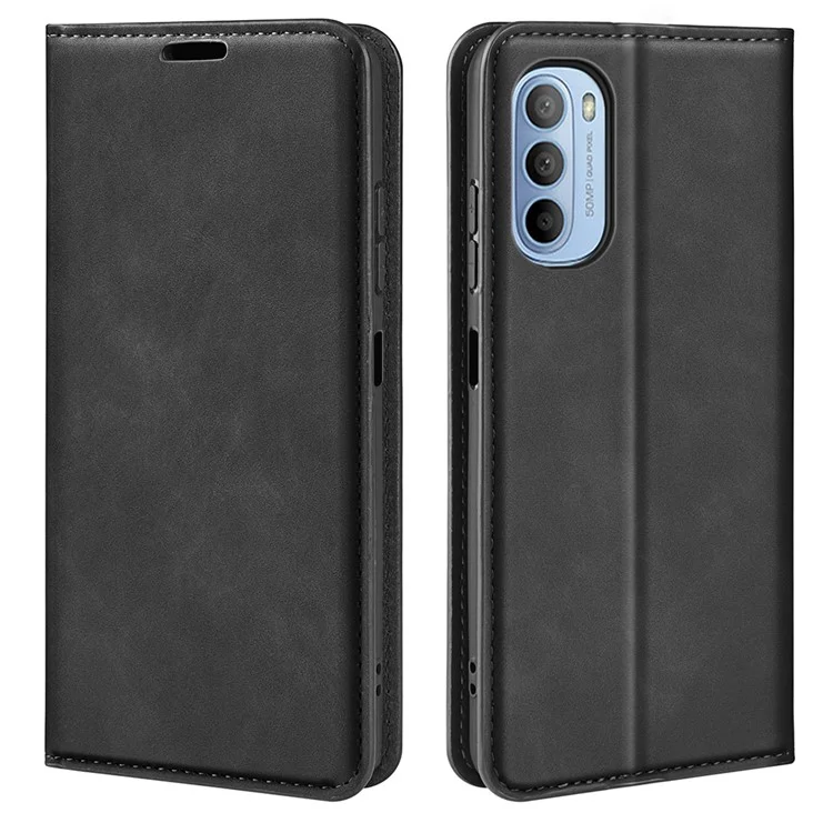 Auto-absorbierter Verschluss Tropfenbeständige Innere Weiche TPU + PU-Leder-Geldbörsen-Hülle Hilfs-Stand-Telefonabdeckung Für Motorola Moto G31 4G / G41 4G - Schwarz