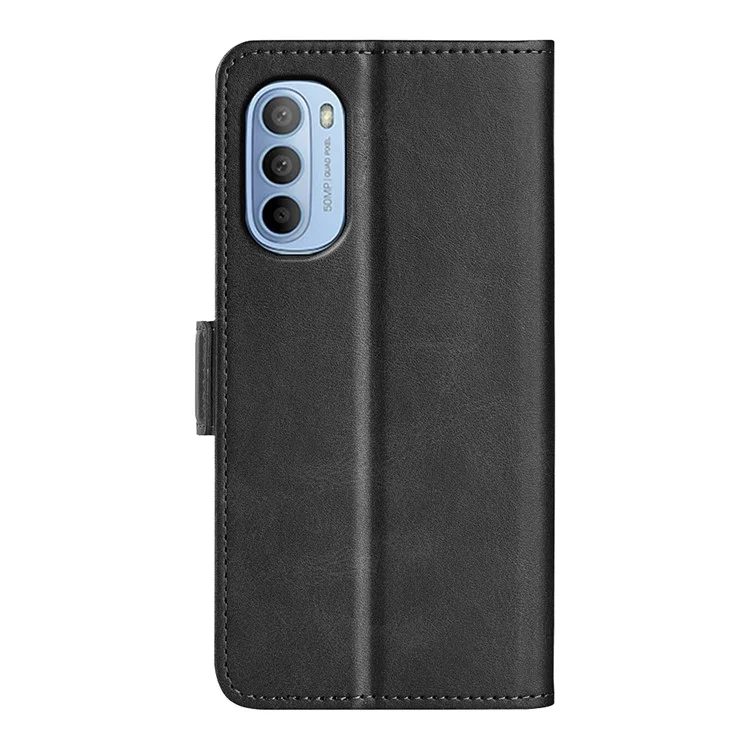 Side Magnetic Double Clasps PU Leather+TPU Case Anti-drop Anti-scratch Phone Cover for Motorola Moto G31 4G/G41 4G - Black
