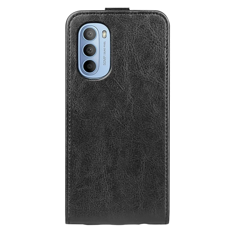 Crazy Horse Texture Full Protection Drop-proof Vertical Flip Leather Cover Phone Shell with Card Slot for Motorola Moto G31 4G/G41 4G - Black