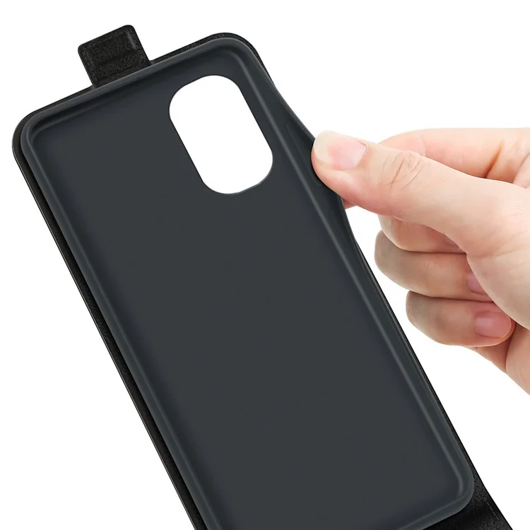 Étui en cuir vertical à rabat avec protection anti-chute complète et emplacement pour carte pour Motorola Moto G31 4G/G41 4G - Noir