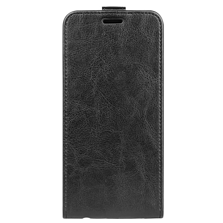 Crazy Horse Texture Full Protection Vertical Flip Leather Cover Phone Shell with Card Slot for Motorola Moto G71 5G - Black