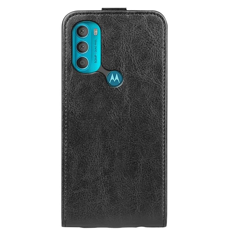 Crazy Horse Texture Full Protection Vertical Flip Leather Cover Phone Shell with Card Slot for Motorola Moto G71 5G - Black