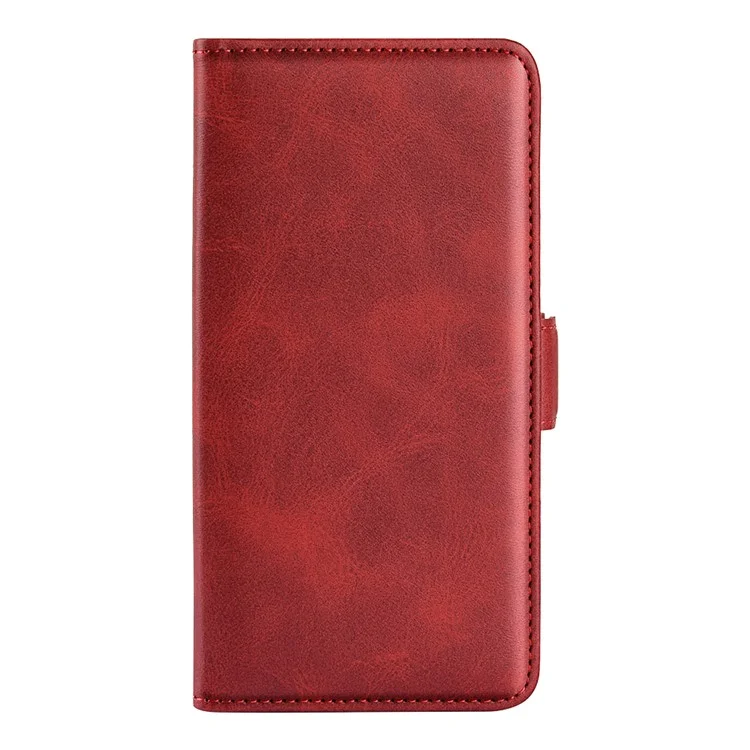 Side Magnetic Double Clasps PU Leather+TPU Case Anti-scratch Phone Cover for Motorola Moto G71 5G - Red