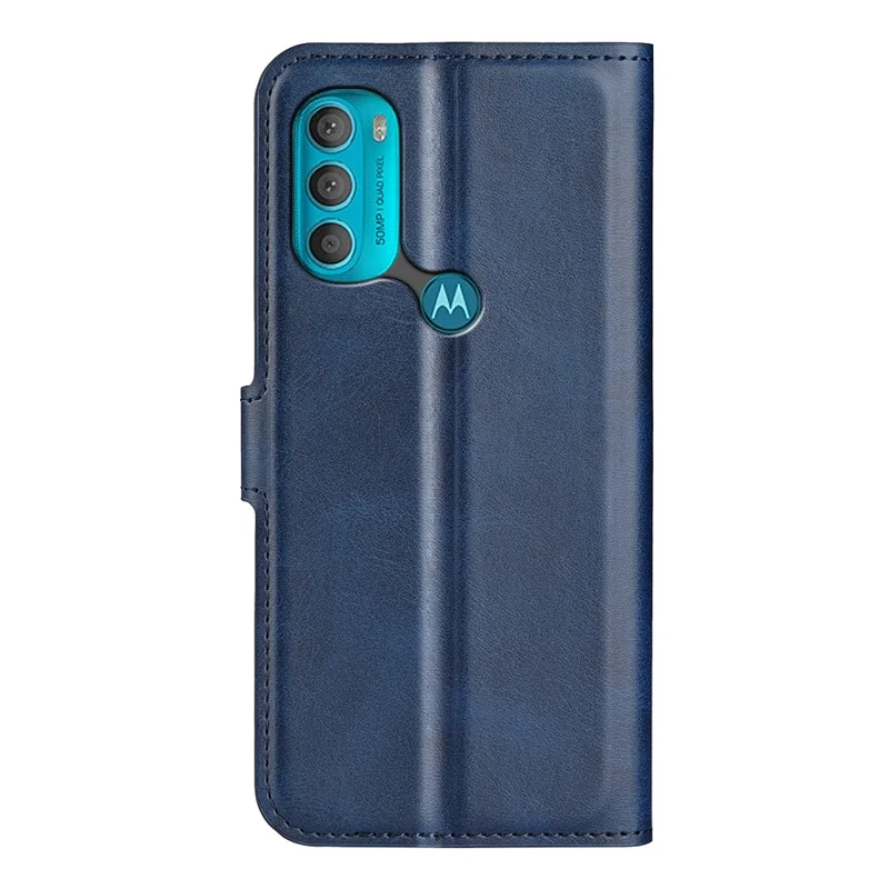 PU Leather + TPU Phone Case Foldable Stand Shockproof Protective Cover for Motorola Moto G71 5G - Blue