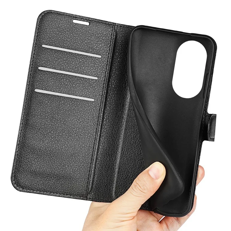 Gut geschützter Folio-Klapphülle mit Litchi-Textur PU-Leder beschichteter TPU-Handyhülle, Ständer, Brieftasche, schützende Handyhülle für Motorola Edge X30/X30 Pro/Edge 30 Pro/Edge Plus (2022)/Edge+ (2022) - Schwarz