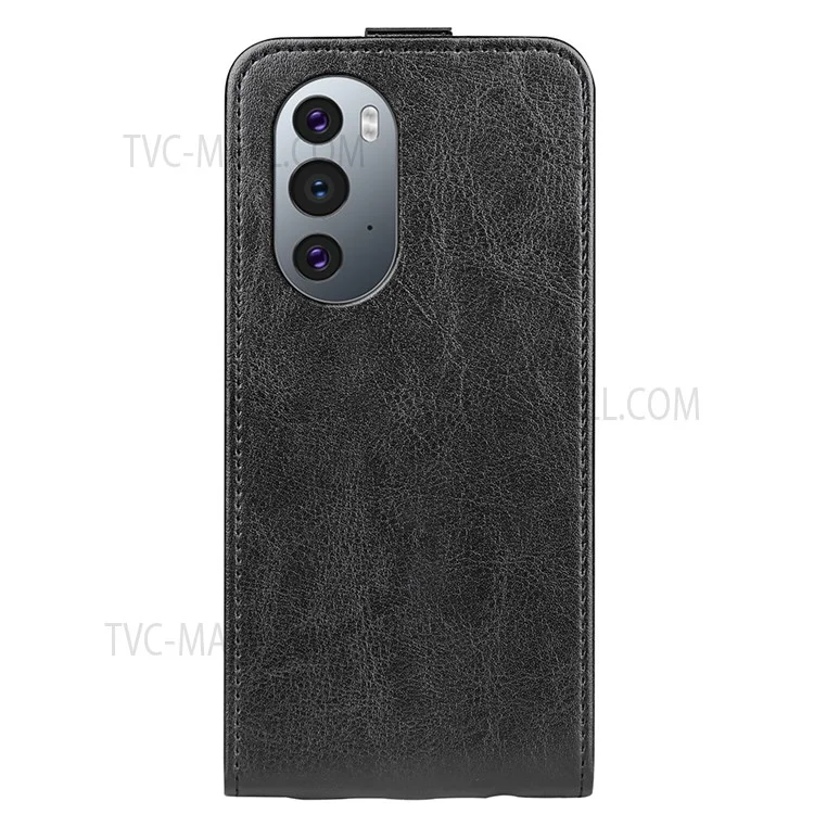 Sturzsichere Crazy Horse Texture Vertikale Klapplederhülle Schutzhülle mit Kartenfach-Design für Motorola Edge X30/X30 Pro/Edge 30 Pro/Edge Plus (2022)/Edge+ (2022) - Schwarz