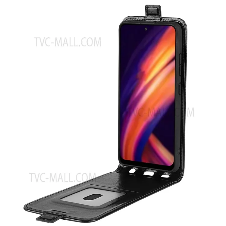 Sturzsichere Crazy Horse Texture Vertikale Klapplederhülle Schutzhülle mit Kartenfach-Design für Motorola Edge X30/X30 Pro/Edge 30 Pro/Edge Plus (2022)/Edge+ (2022) - Schwarz