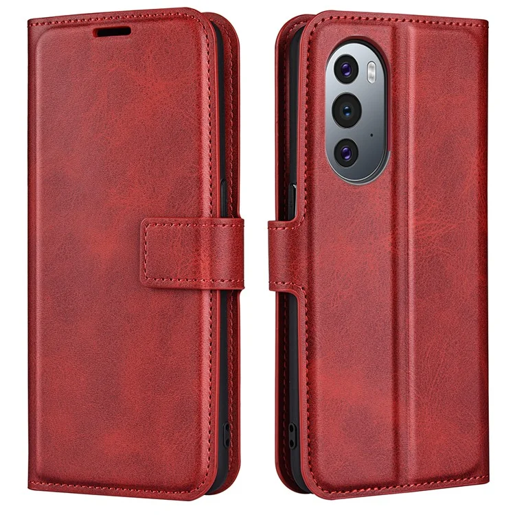 Magnetic Clasp Folio Flip PU Leather + Soft Inner TPU Phone Case Stand Wallet Shockproof Protective Cover for Motorola Edge X30/X30 Pro/Edge 30 Pro/Edge Plus (2022)/Edge+ (2022) - Red