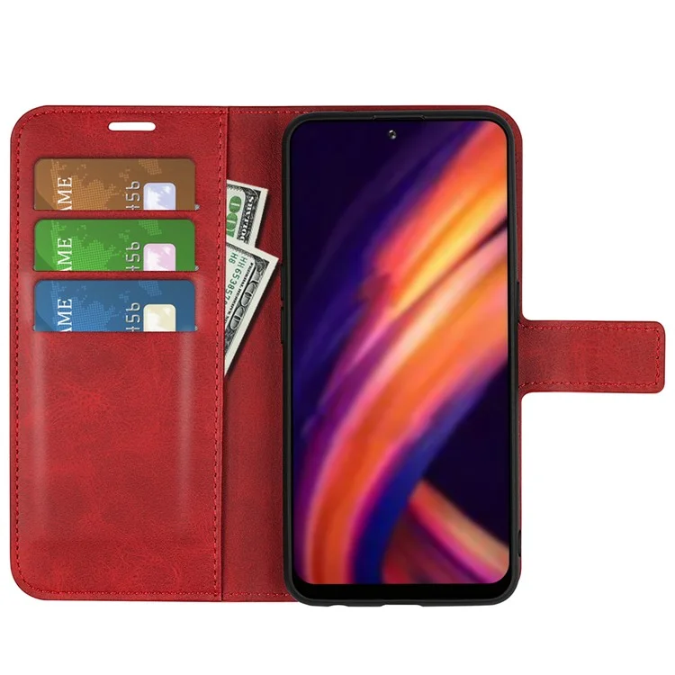 Magnetic Clasp Folio Flip PU Leather + Soft Inner TPU Phone Case Stand Wallet Shockproof Protective Cover for Motorola Edge X30/X30 Pro/Edge 30 Pro/Edge Plus (2022)/Edge+ (2022) - Red