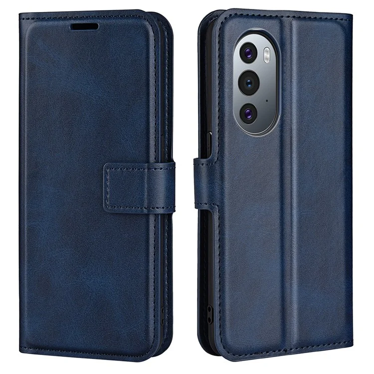 Magnetic Clasp Folio Flip PU Leather + Soft Inner TPU Phone Case Stand Wallet Shockproof Protective Cover for Motorola Edge X30/X30 Pro/Edge 30 Pro/Edge Plus (2022)/Edge+ (2022) - Blue