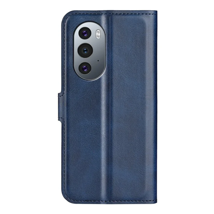 Magnetic Clasp Folio Flip PU Leather + Soft Inner TPU Phone Case Stand Wallet Shockproof Protective Cover for Motorola Edge X30/X30 Pro/Edge 30 Pro/Edge Plus (2022)/Edge+ (2022) - Blue