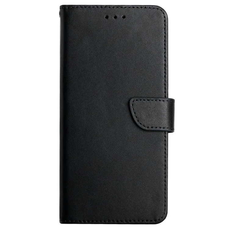 Impact Buffer Nappa Texture Genuine Leather Phone Case Viewing Stand Wallet Cover for Motorola Moto G71 5G - Black