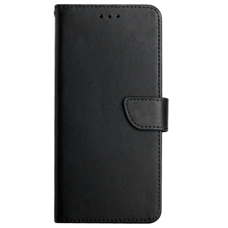 Nappa Textur Drop-proof Phone Shell Echtes Leder + TPU Telefon Hülle Einstellbare Stand Wallet Folio Flip Cover Für Motorola Edge X30 - Schwarz