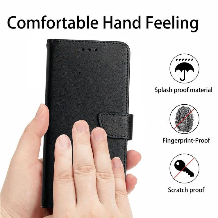 Nappa Textur Drop-proof Phone Shell Echtes Leder + TPU Telefon Hülle Einstellbare Stand Wallet Folio Flip Cover Für Motorola Edge X30 - Schwarz