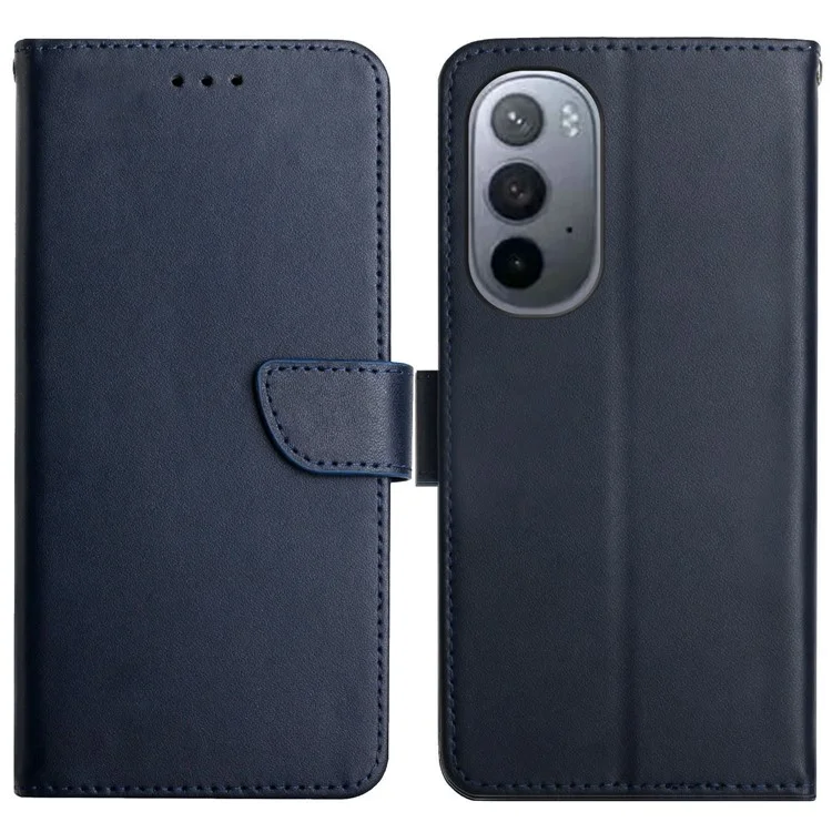 Nappa Texture Drop-proof Phone Shell Genuine Leather + TPU Phone Case Adjustable Stand Wallet Folio Flip Cover for Motorola Edge X30 - Blue