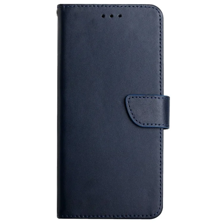 Nappa Texture Drop-proof Phone Shell Genuine Leather + TPU Phone Case Adjustable Stand Wallet Folio Flip Cover for Motorola Edge X30 - Blue