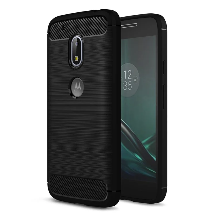 Carbon Fibre Brushed TPU Case for Motorola Moto G4 Play - Black