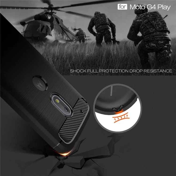 Carbon Fibre Brushed TPU Case for Motorola Moto G4 Play - Black