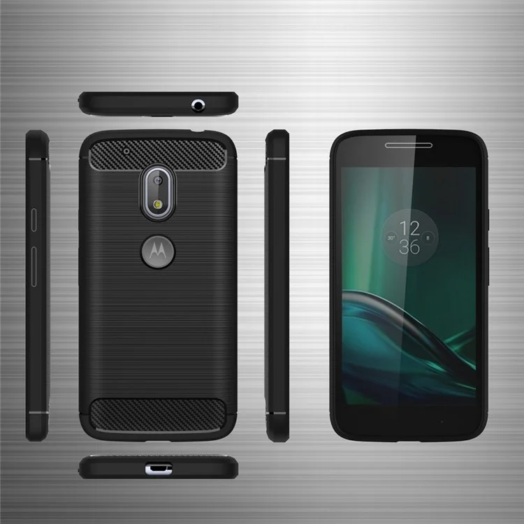 Carbon Fibre Brushed TPU Case for Motorola Moto G4 Play - Black